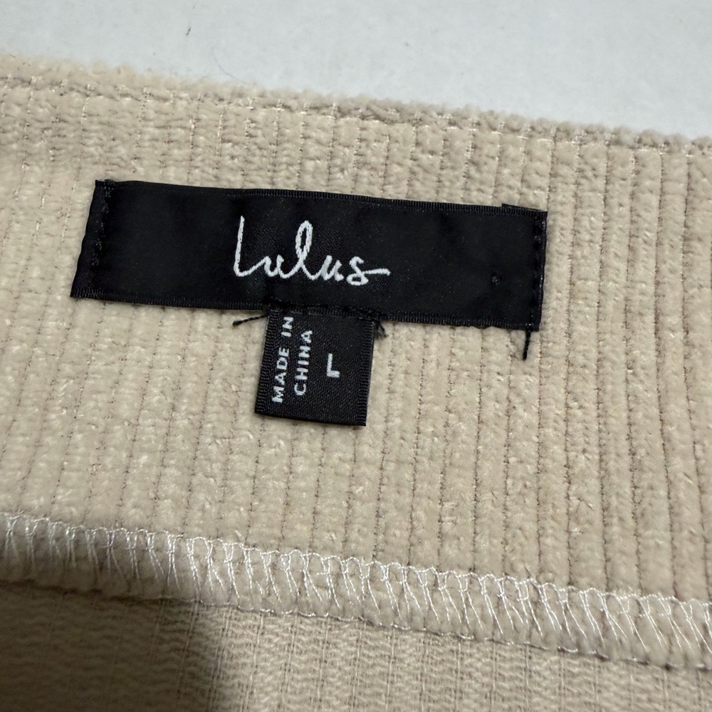 lulus brand beige corduroy skirt with buttons, women's large #1342 - Picture 3 of 5